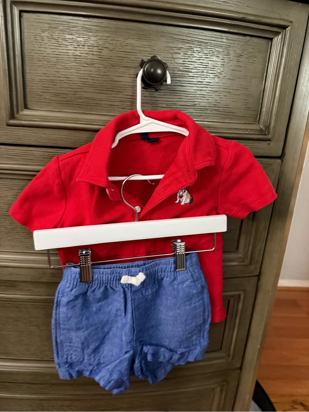 Janie and Jack Red Polo Top with Blue Shorts Matching Set